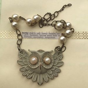 Vintage Wise White Owl Necklace